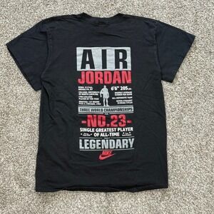 Vintage Nike Air Jordan Legendary Stats T-Shirt Mens XL Black 90s Single Stitch
